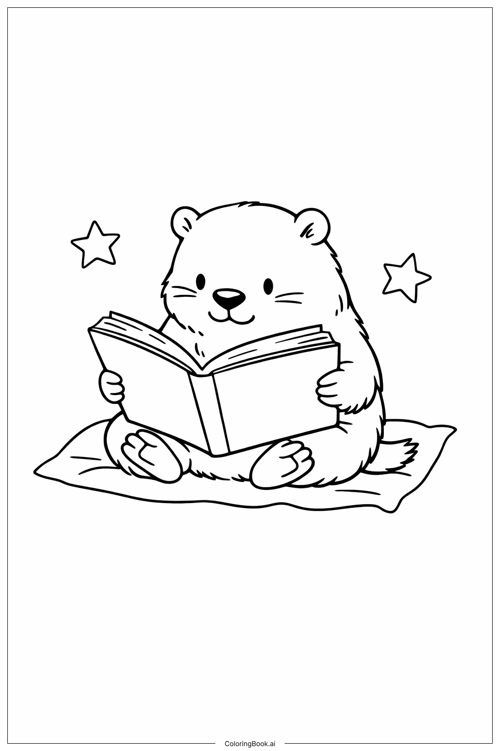  土撥鼠閱讀書著色頁 