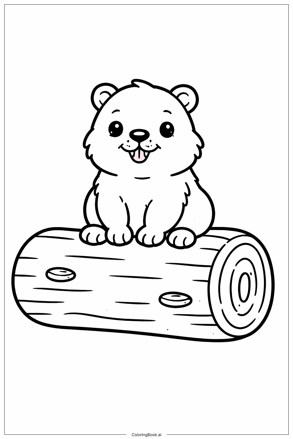  土撥鼠坐在原木上著色頁 