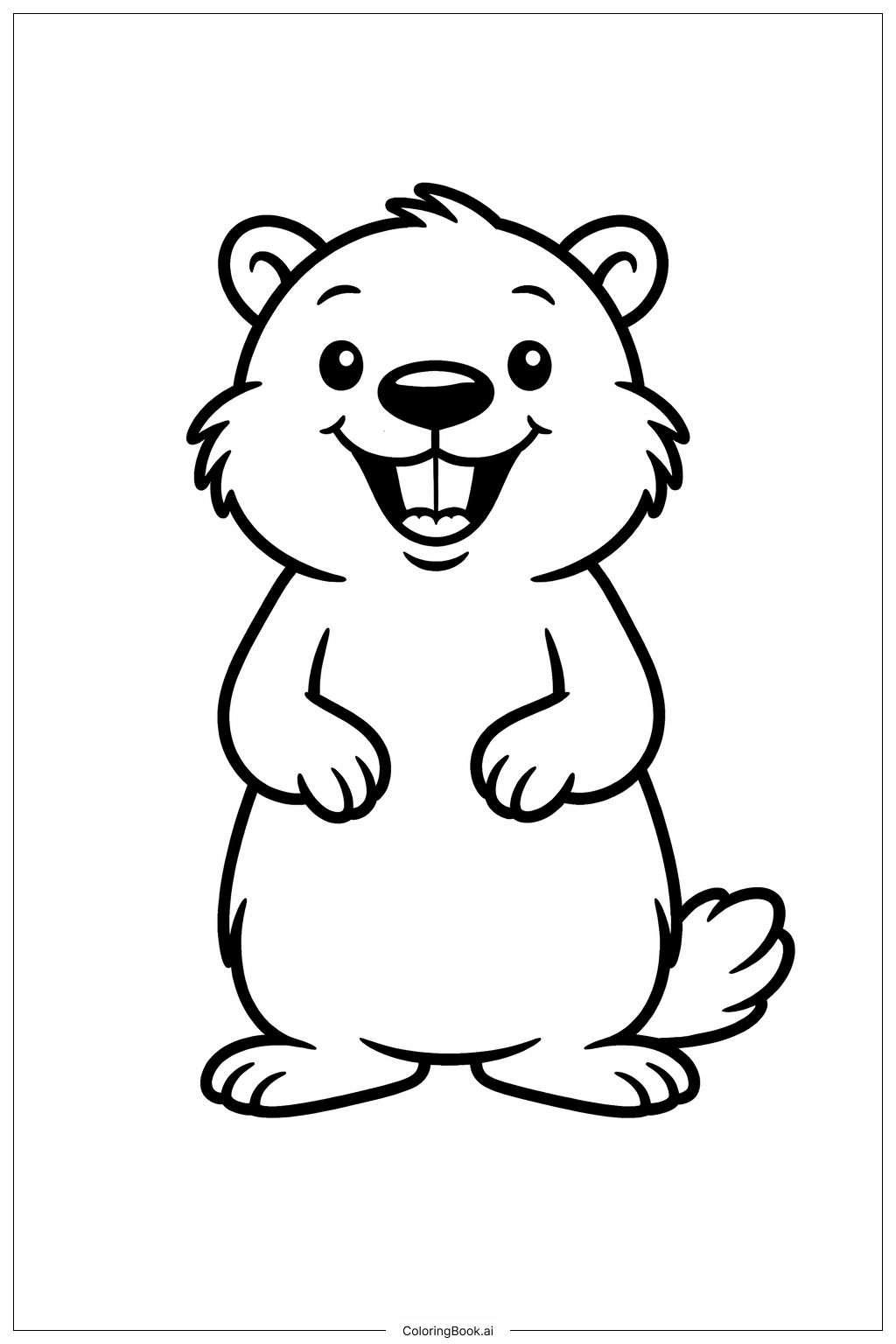  土撥鼠站立微笑著色頁 