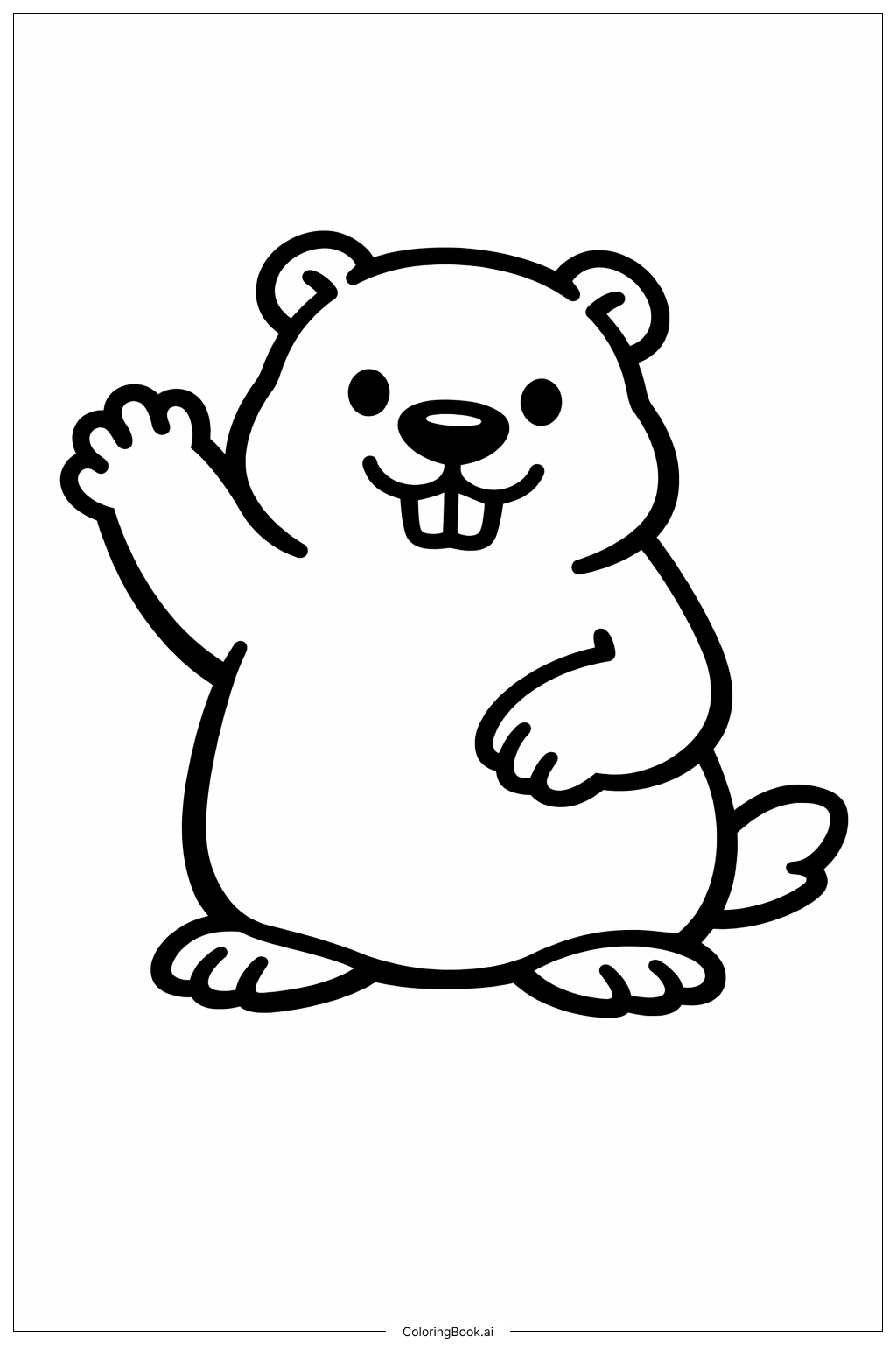  土撥鼠揮手著色頁 