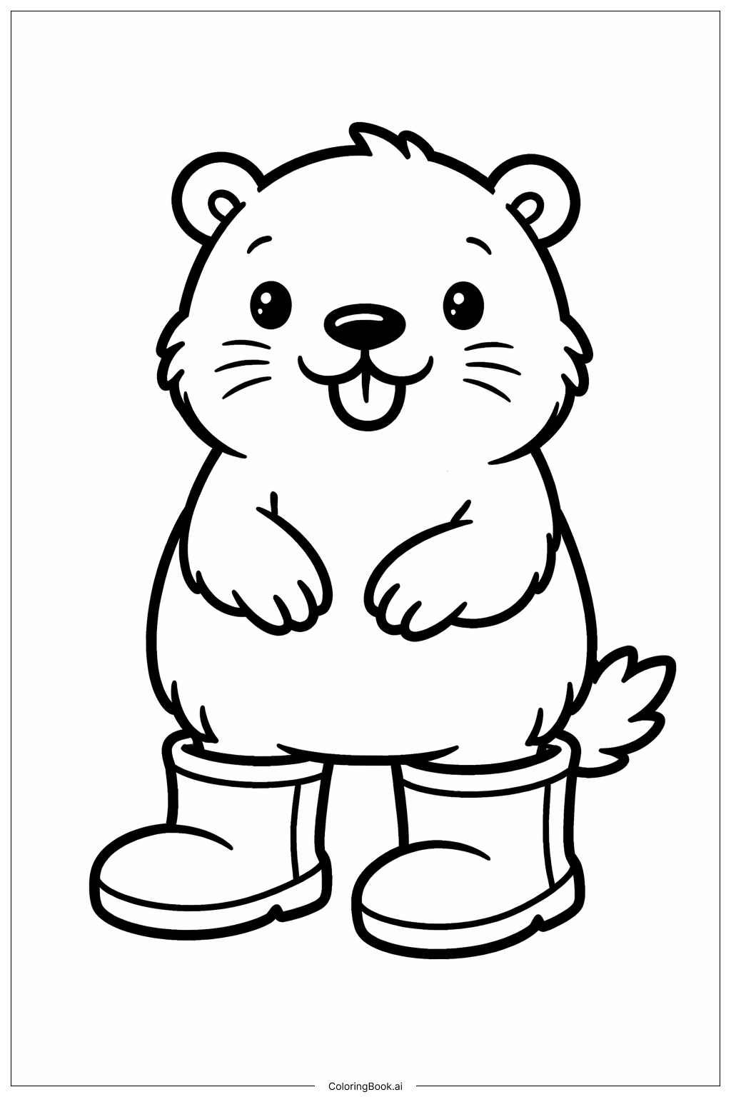  穿著靴子的土撥鼠著色頁 