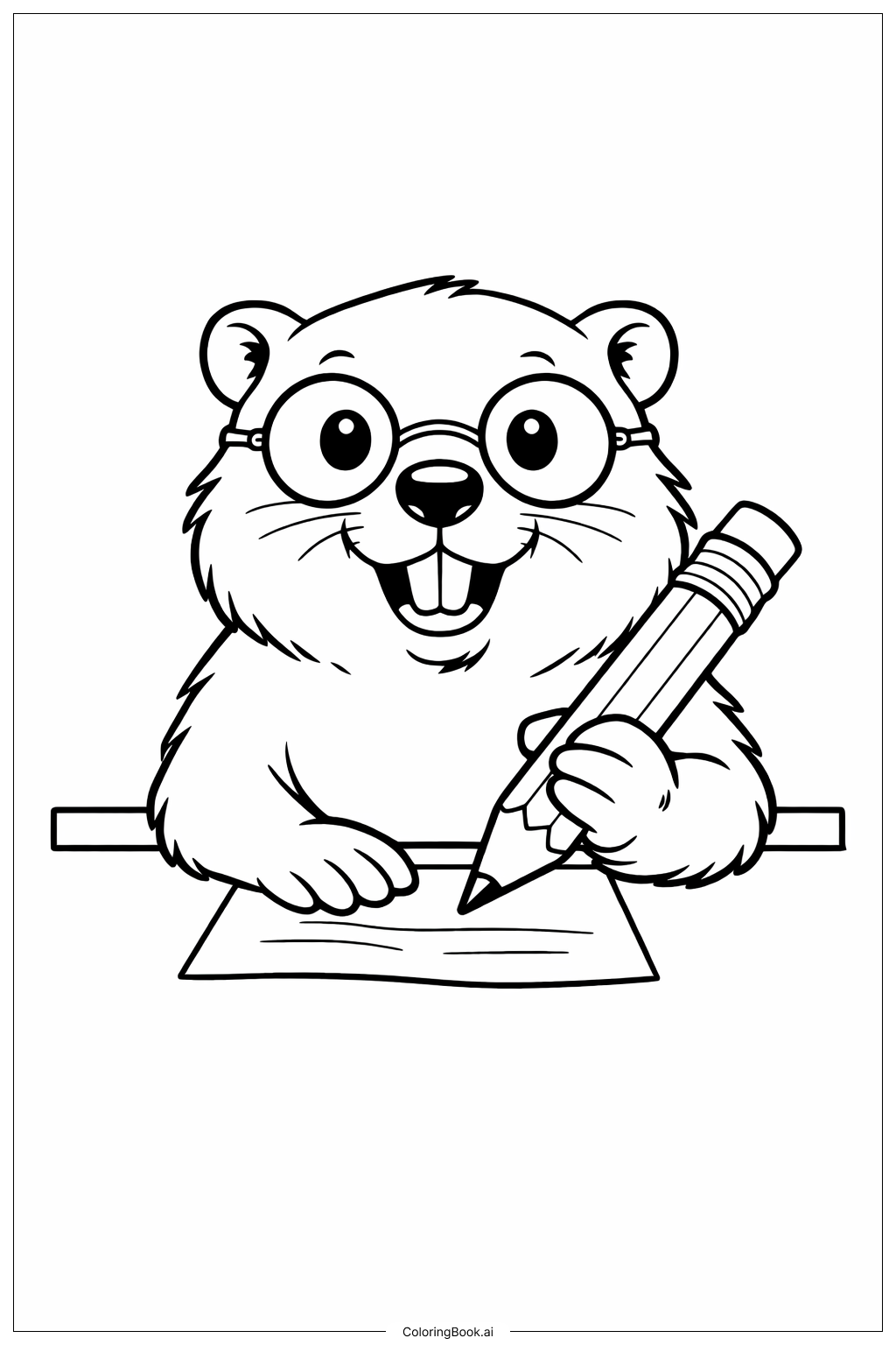  戴眼鏡的土撥鼠著色頁 