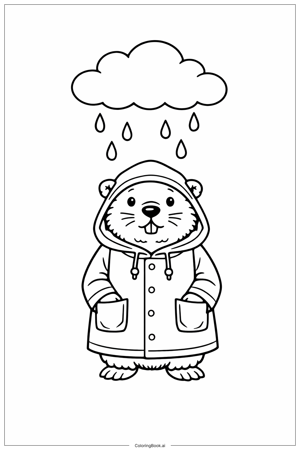  穿雨衣的土撥鼠著色頁 