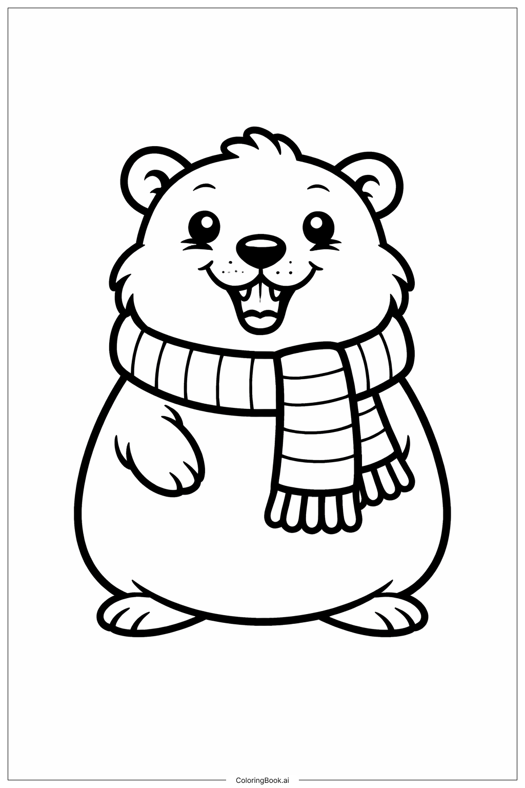  戴圍巾的土撥鼠著色頁 