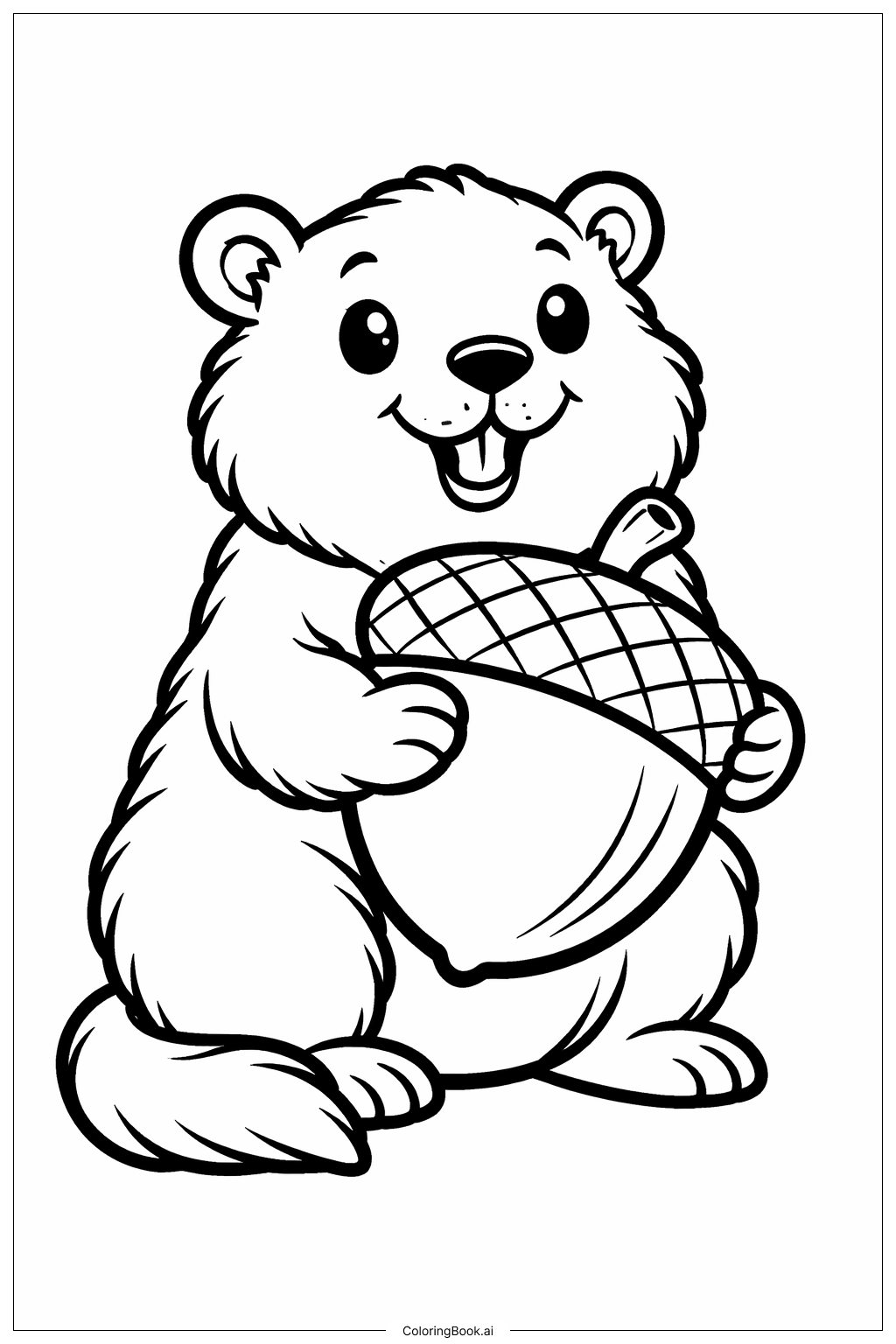  土撥鼠與橡果著色頁 