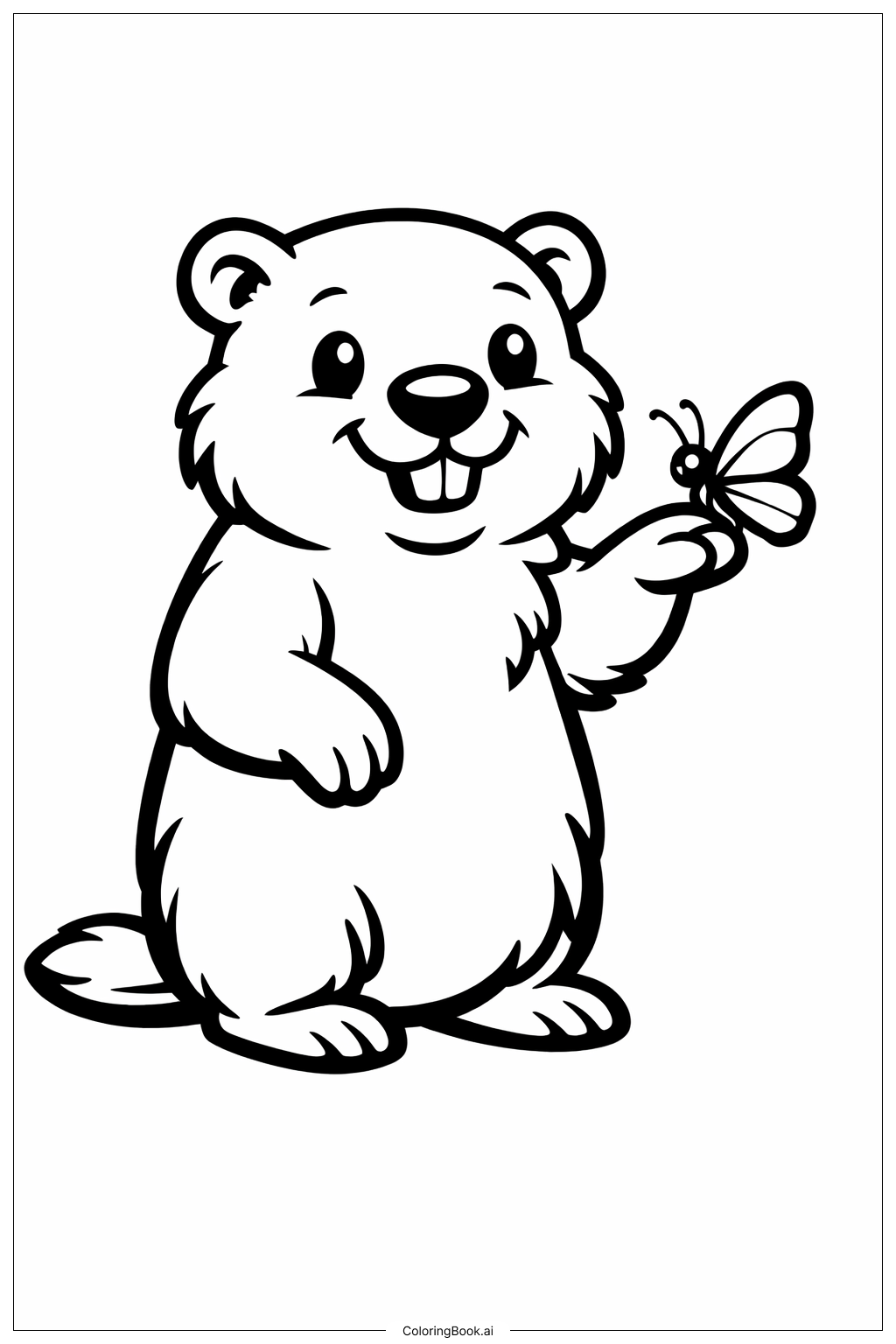  土撥鼠與蝴蝶著色頁 