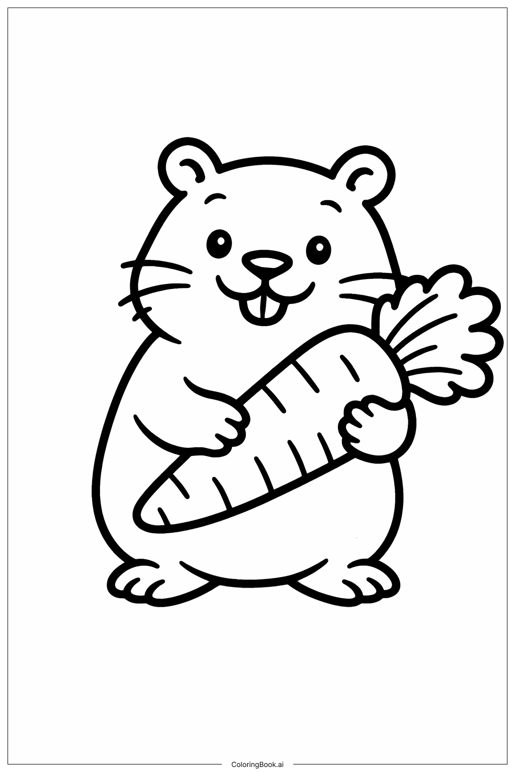  持胡蘿蔔的土撥鼠著色頁 