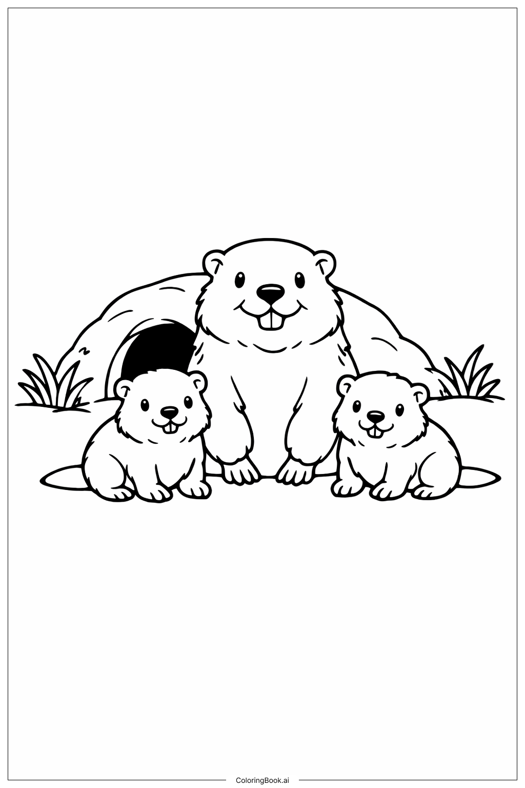  土撥鼠一家著色頁 