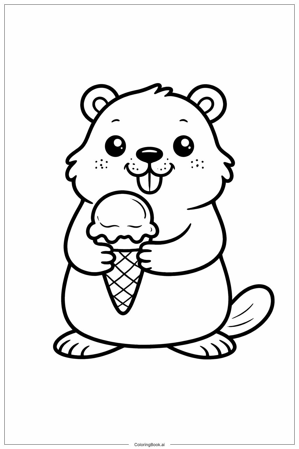  土撥鼠與冰淇淋著色頁 