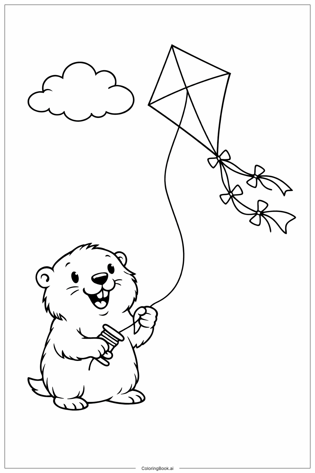  風箏土撥鼠著色頁 