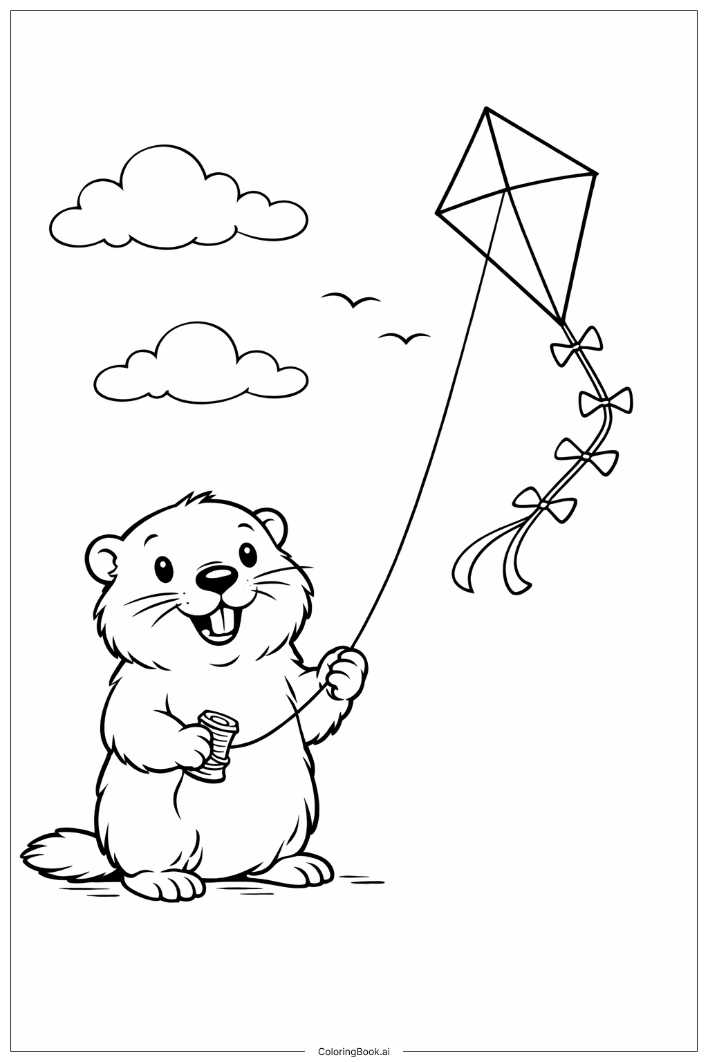  風箏與土撥鼠著色頁 