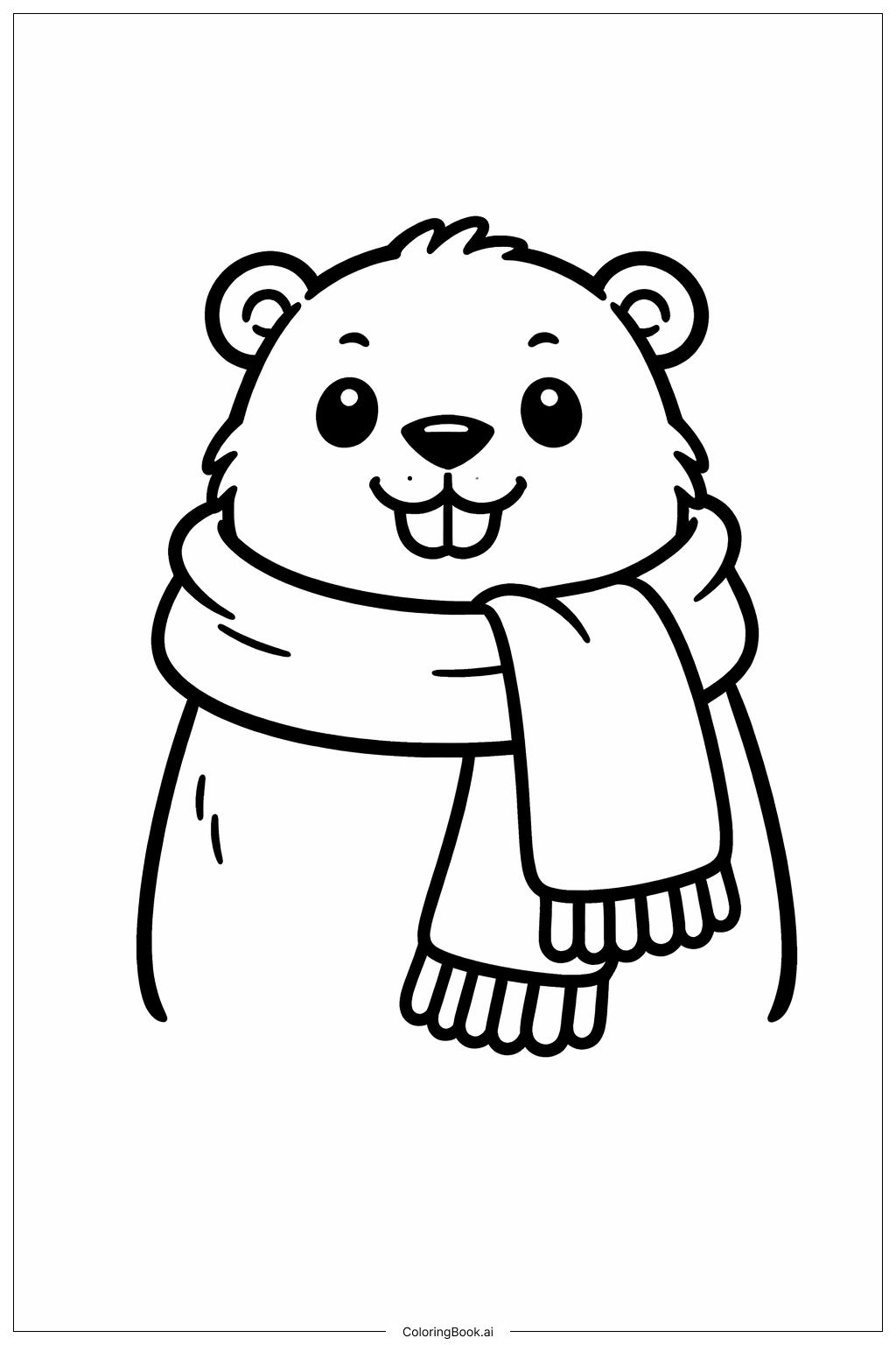  戴圍巾的土撥鼠著色頁 