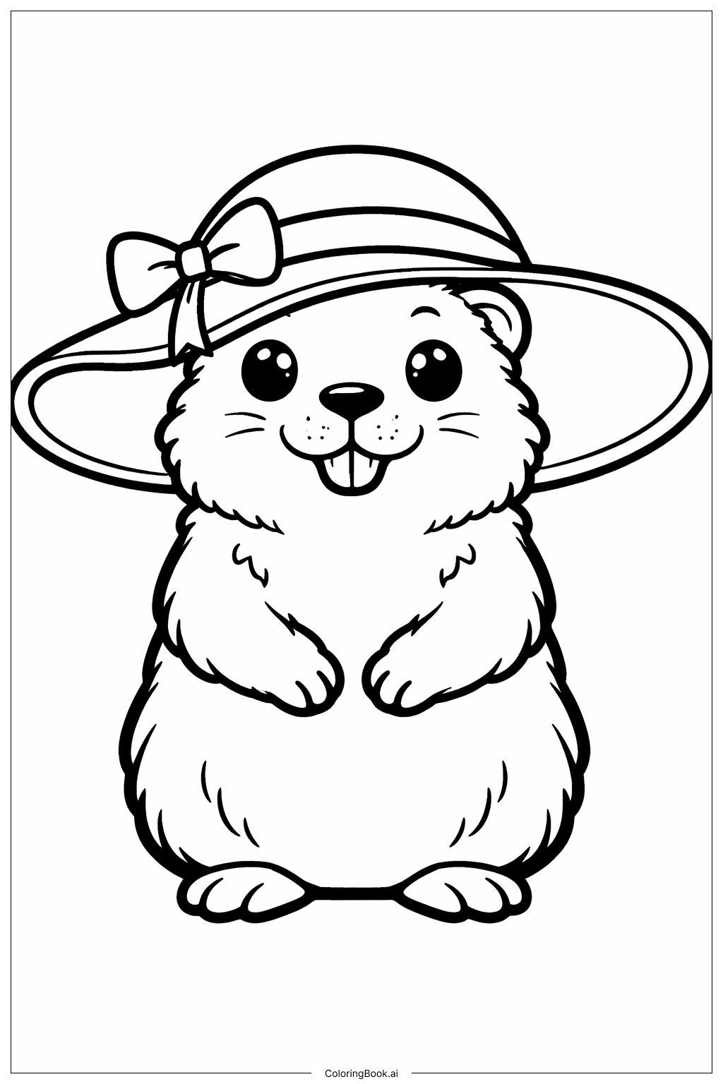  戴太陽帽的土撥鼠著色頁 