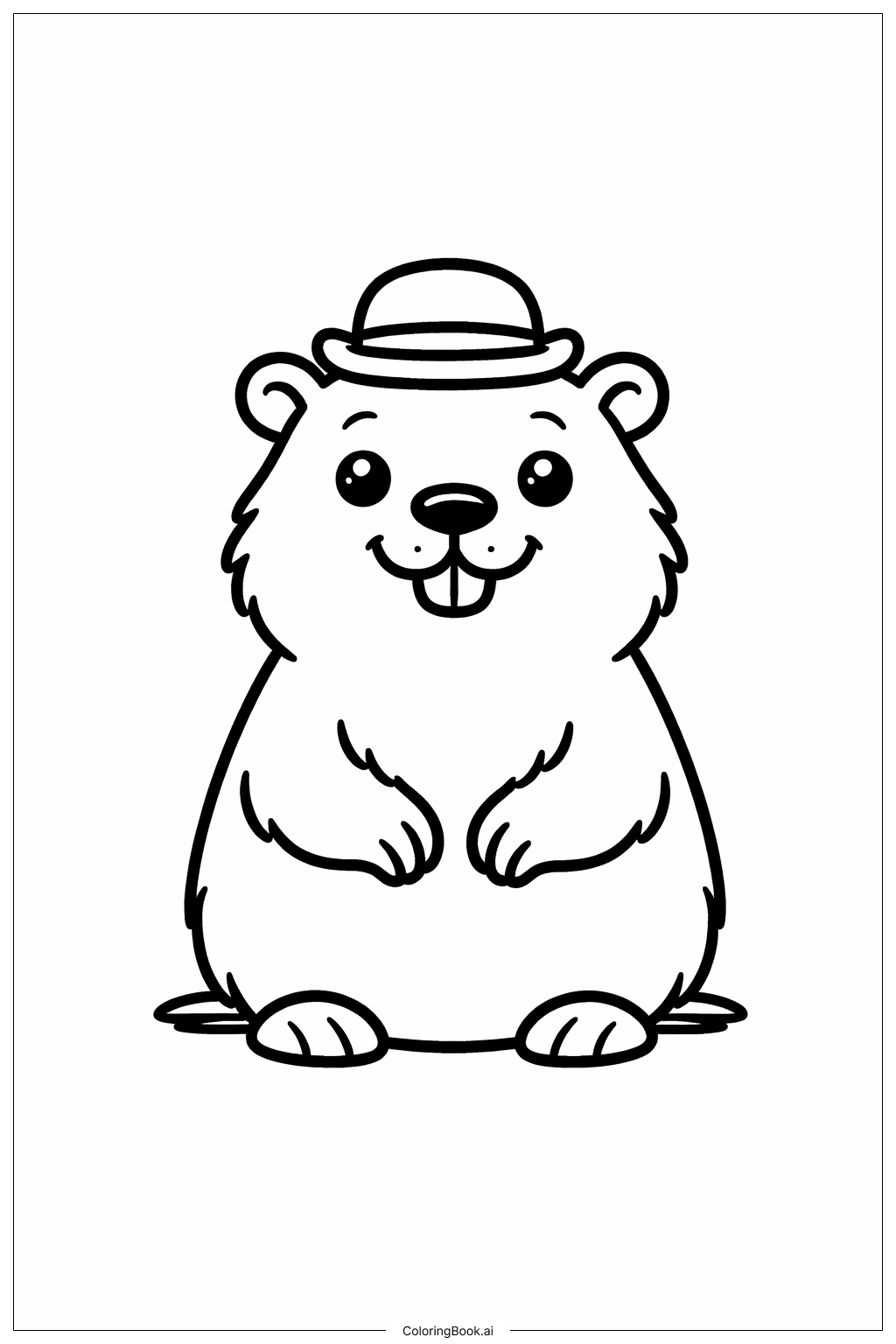  帶小帽子的土撥鼠著色頁 