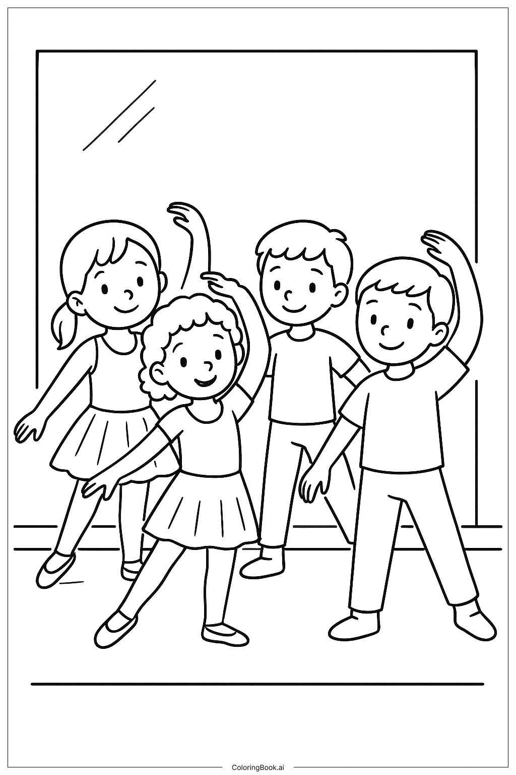  Group Dance Class Coloring Page 