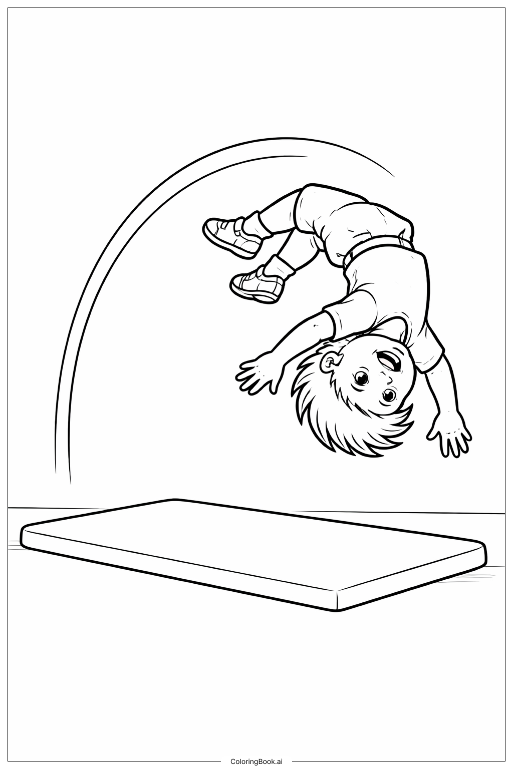  Turnen Rückwärtssalto in der Luft Ausmalseite 