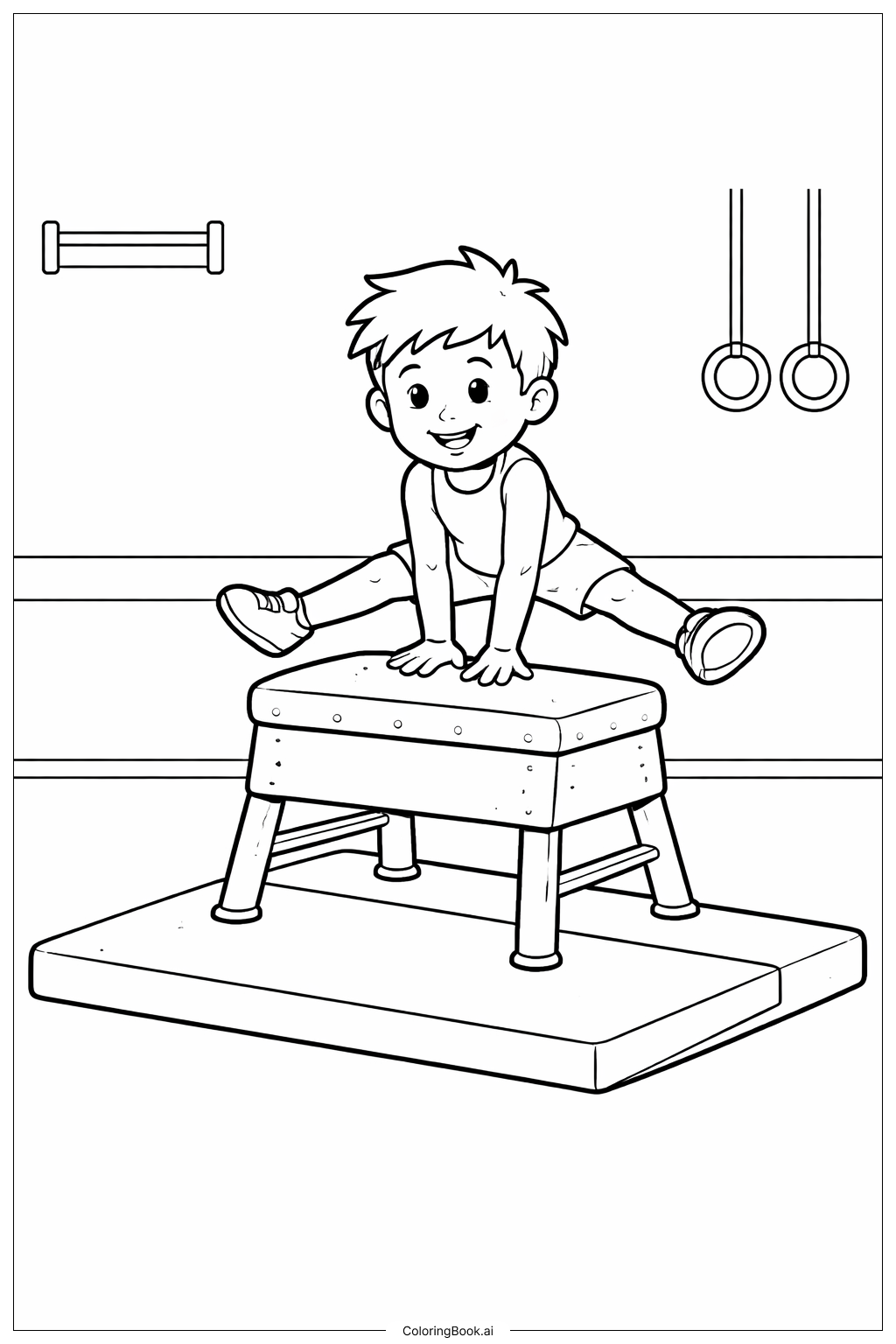 体操少年の跳び箱ジャンプ