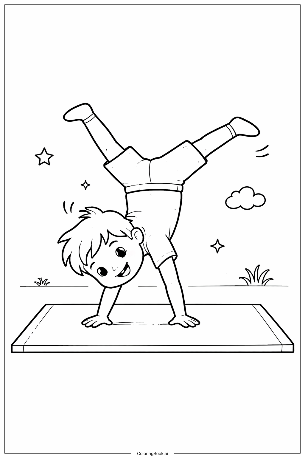  Turnen Radschlag auf Matte Ausmalseite 