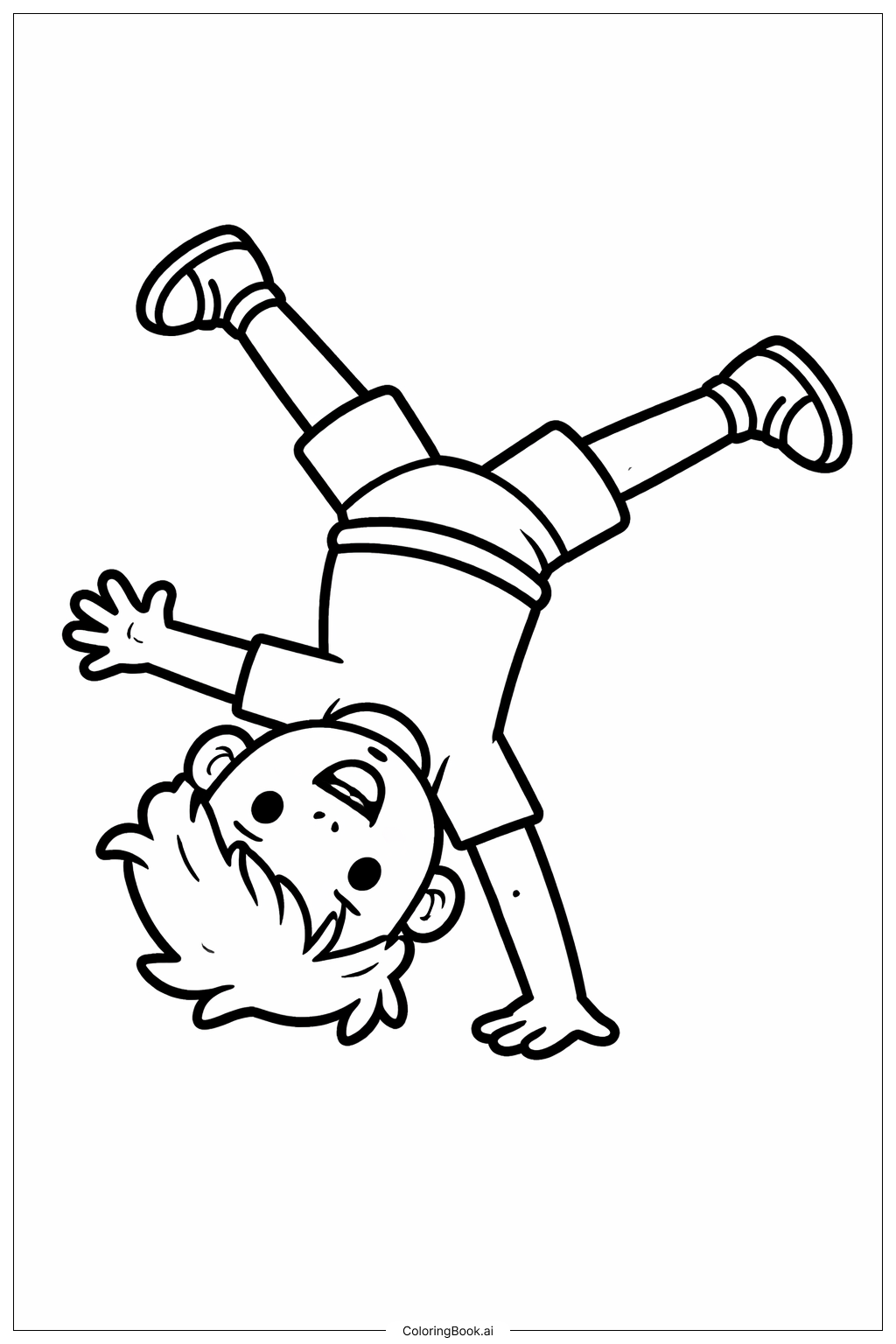  兒童體操側手翻著色頁 