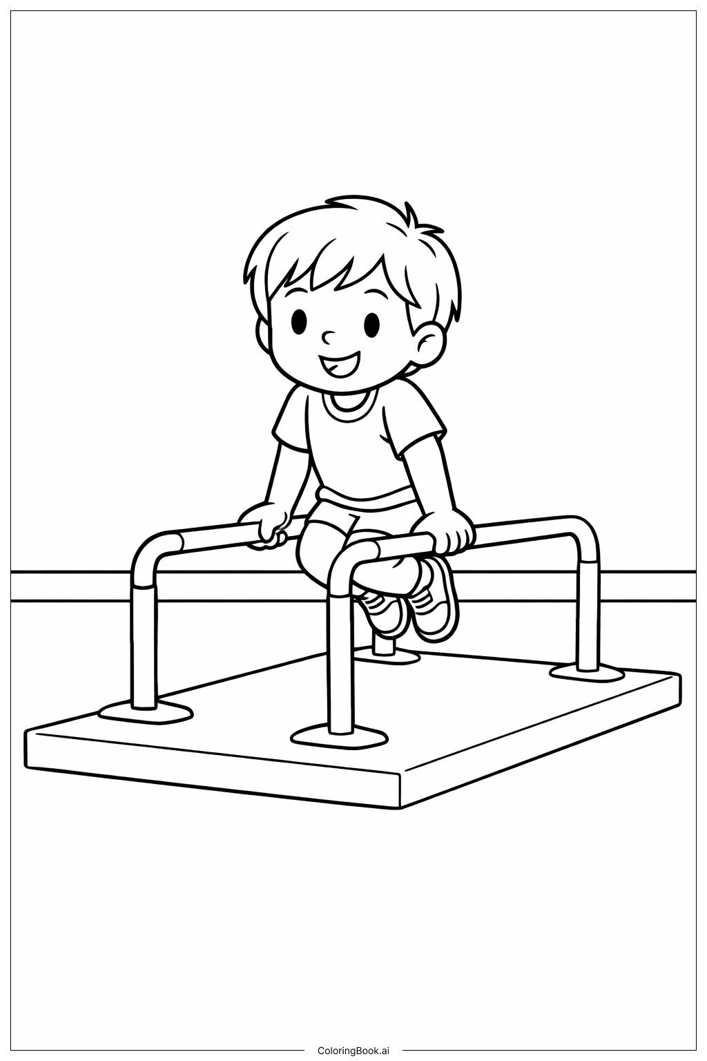 在雙槓上的體操小孩