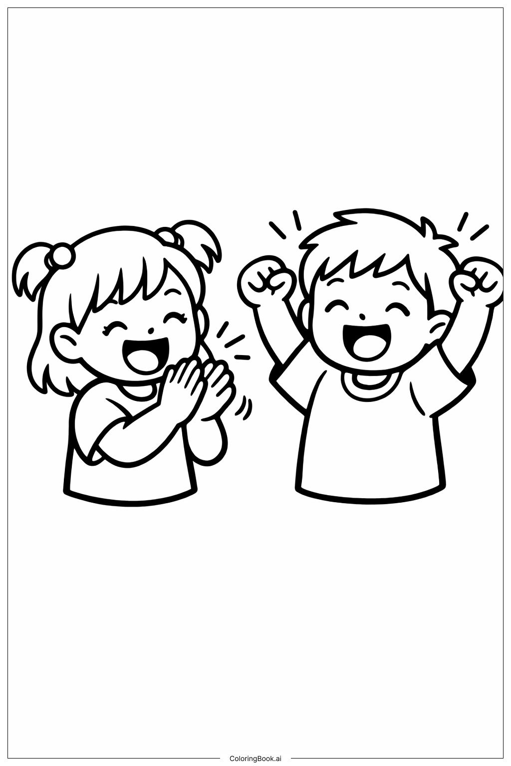  體操拍手小孩著色頁 