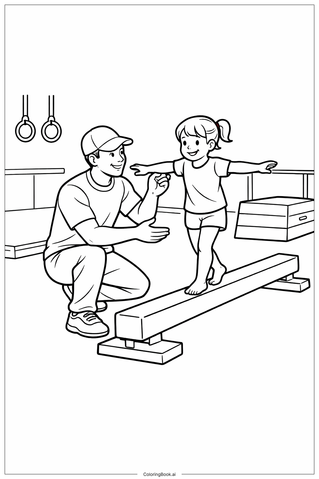  Turntrainer und Athlet Ausmalseite 