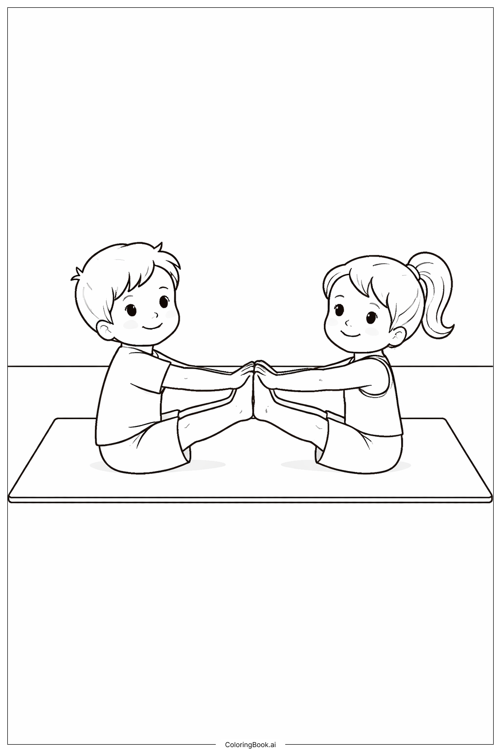  兩人體操夥伴動作著色頁 