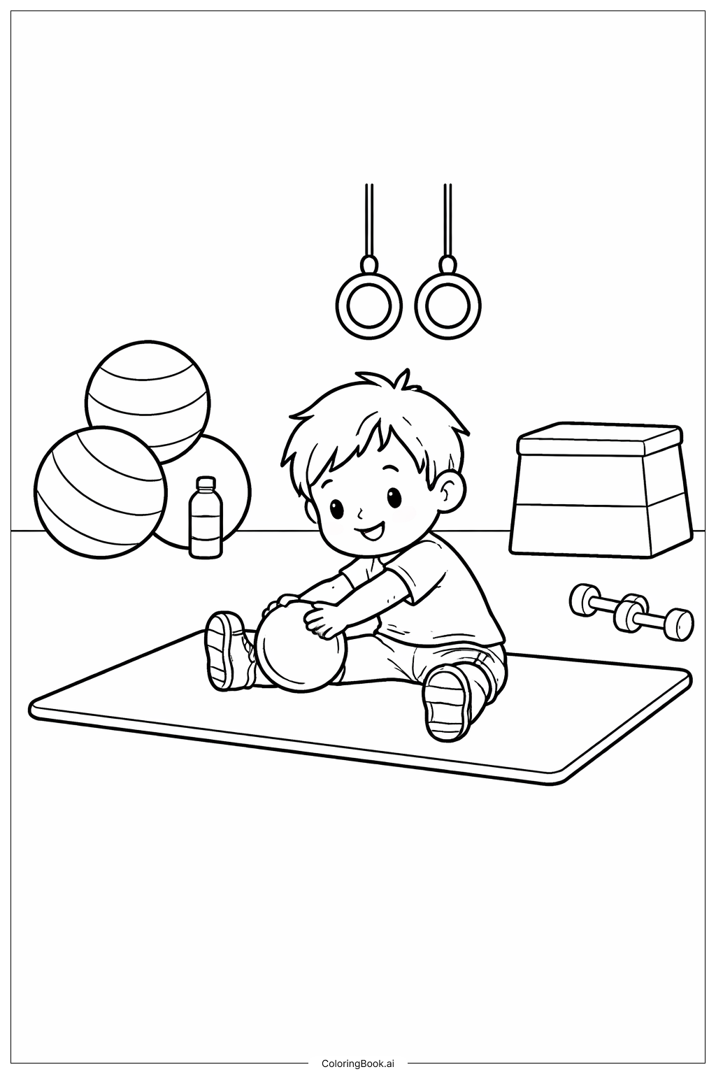  帶球體操練習著色頁 