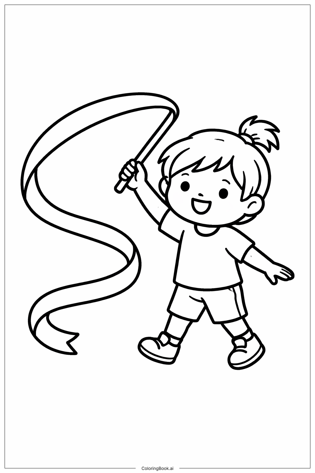  體操彩帶姿勢著色頁 