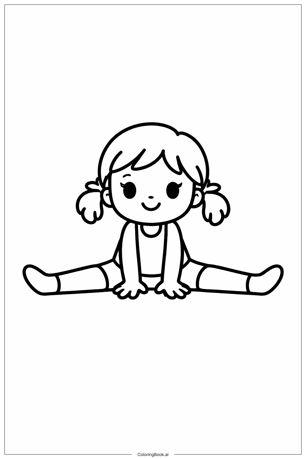  體操簡易劈腿著色頁 