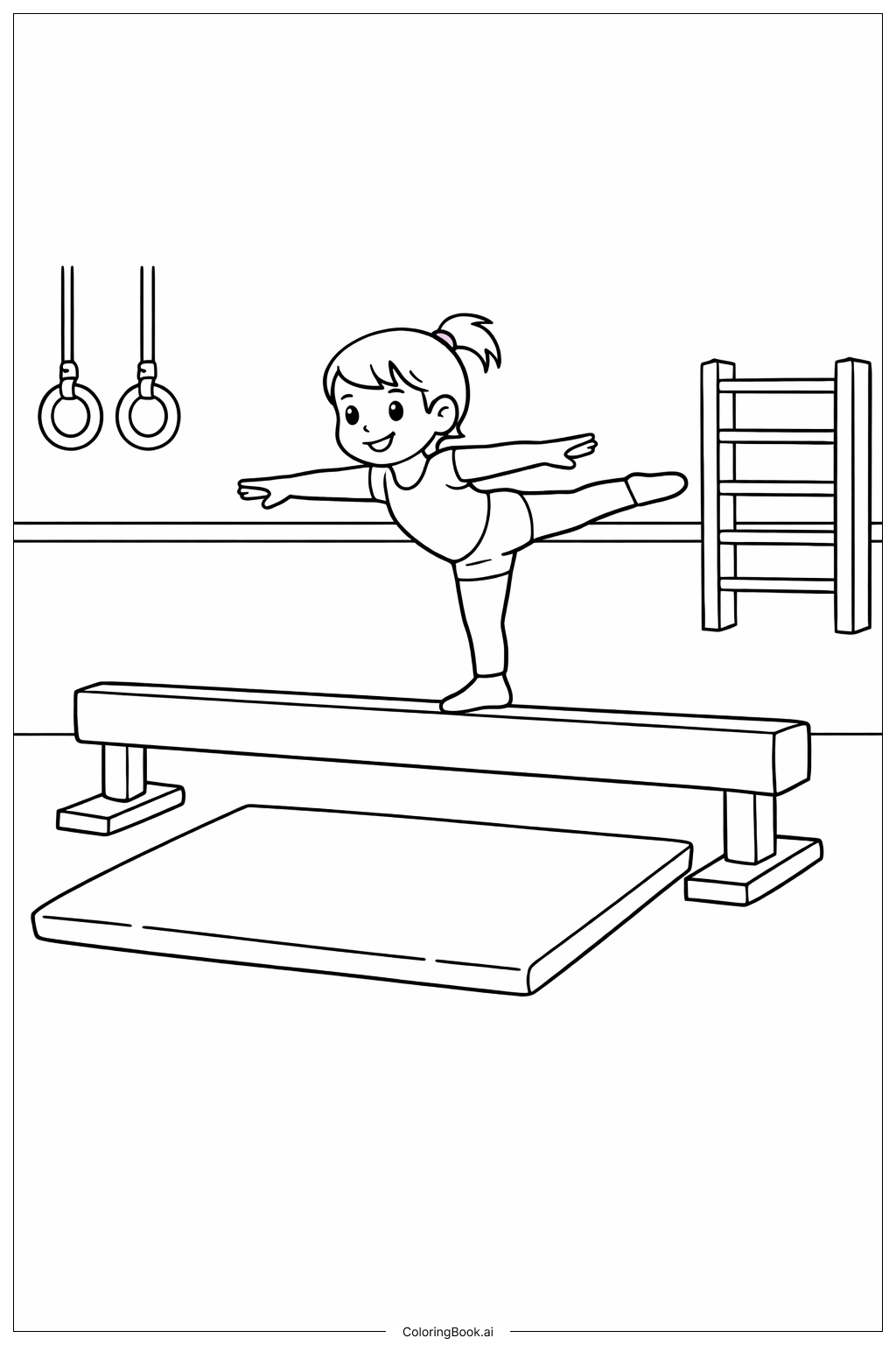  體操小小體操館內部著色頁 