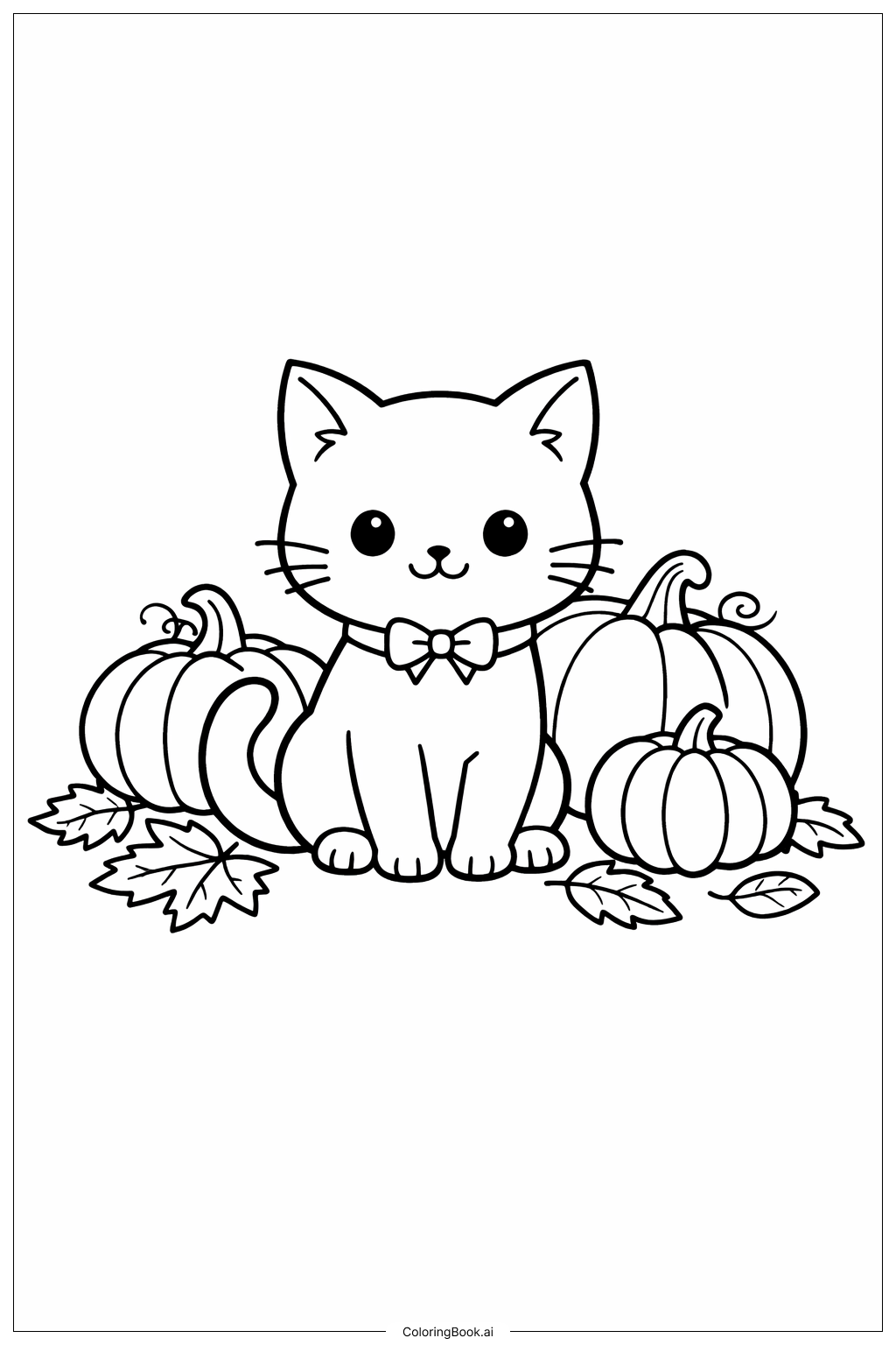  호박밭의 할로윈 고양이 색칠공부 페이지 