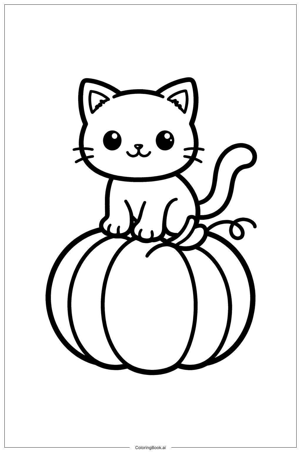  Halloween-Katze auf dem Kürbis Ausmalseite 