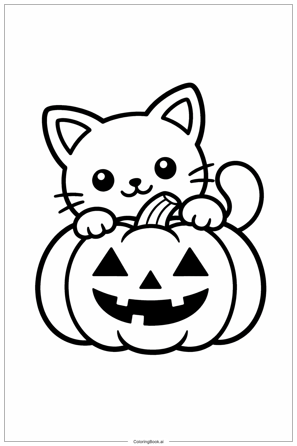  Halloween Katze, die hervorlugt Ausmalseite 