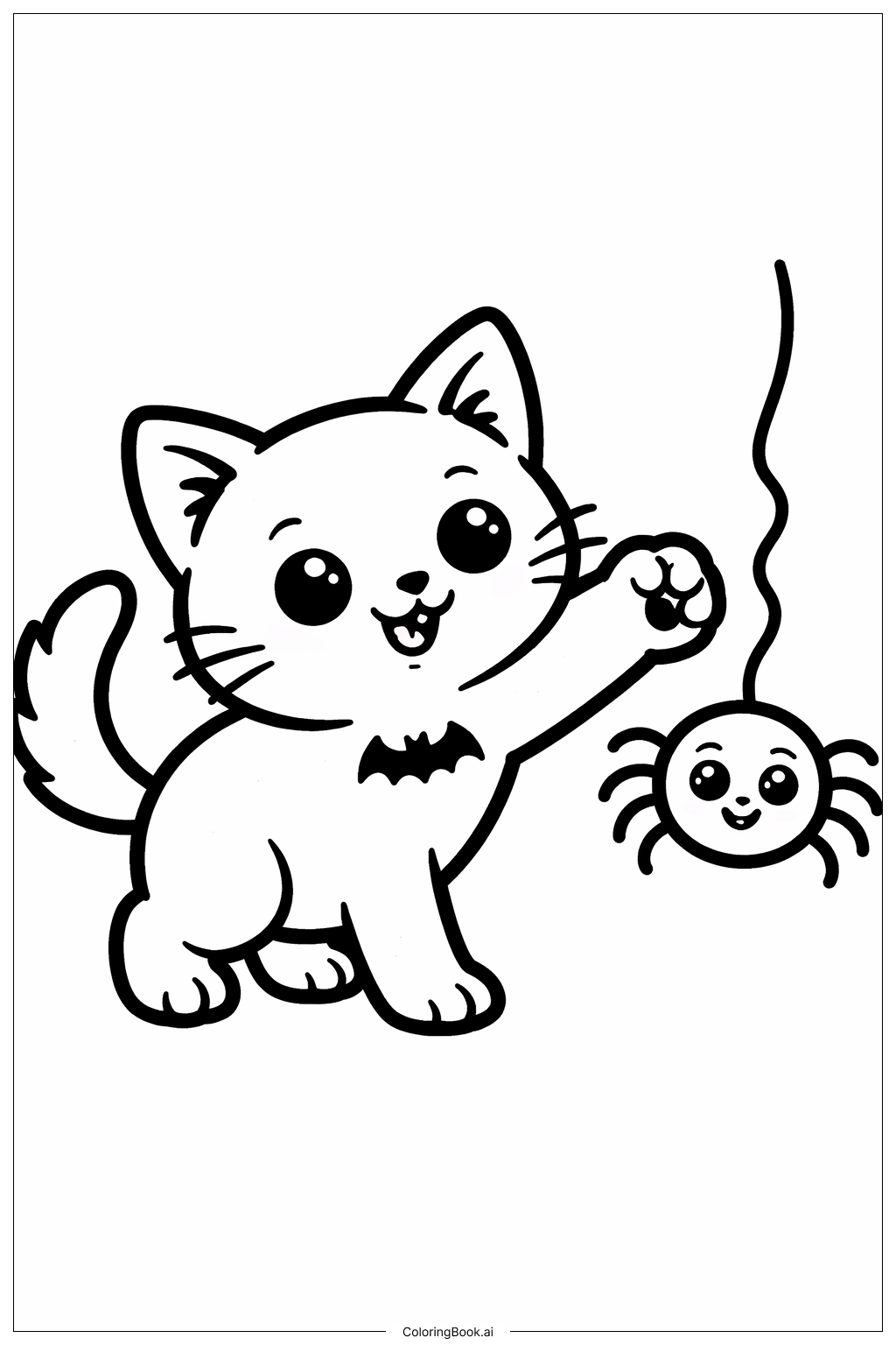 Halloween-Katze mit Spinnen-Spielzeug