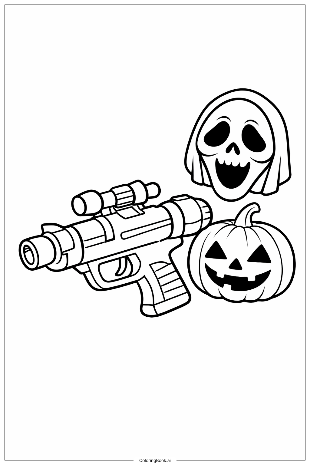  Page de coloriage Pistolet de Costume Halloween 