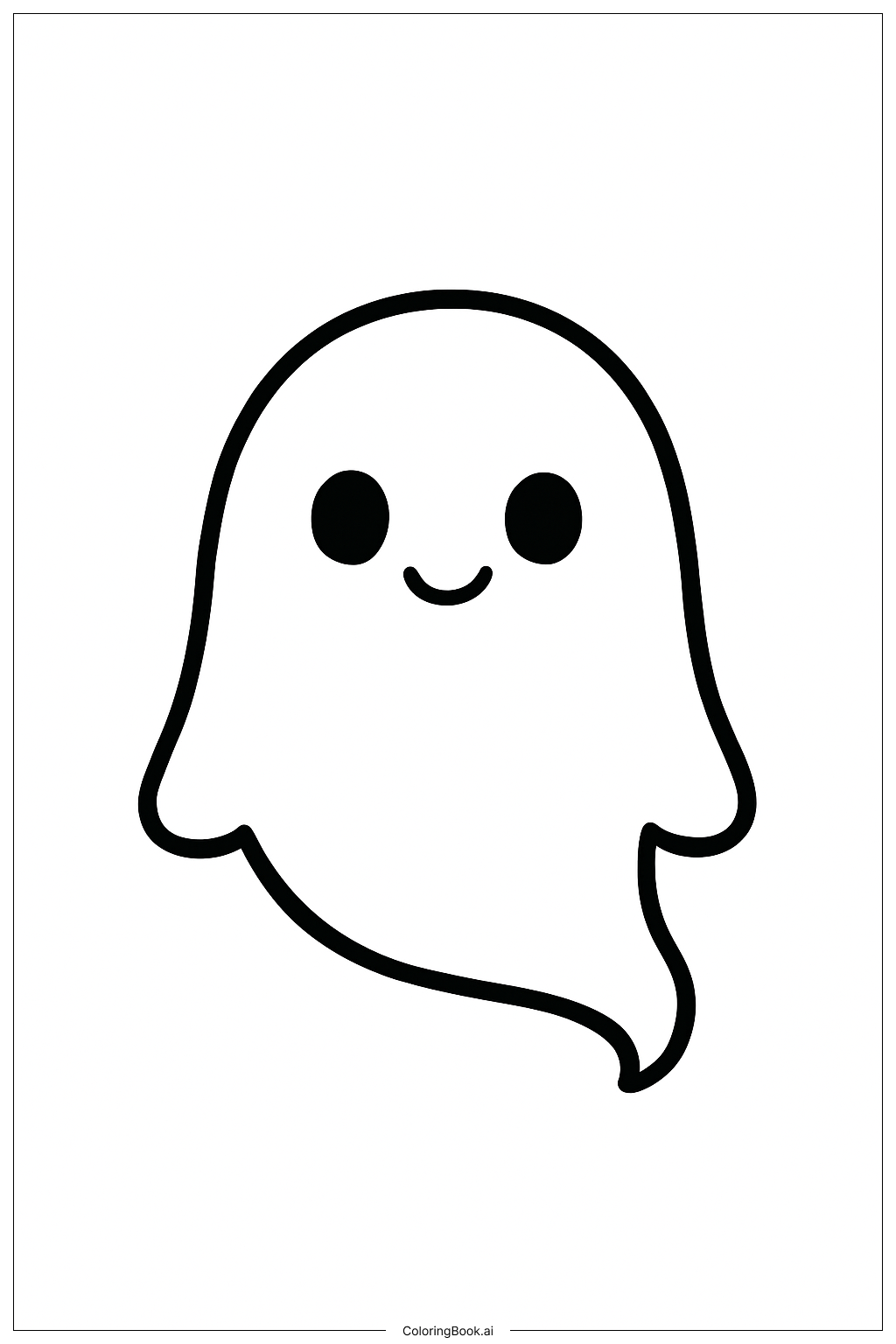  Halloween Cute Ghost Coloring Page 