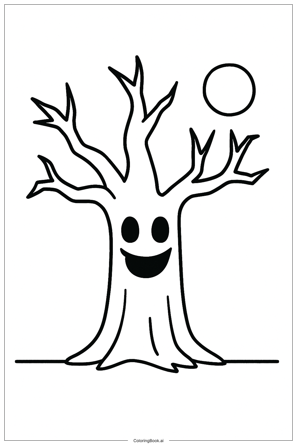  Halloween Haunted Tree Coloring Page 