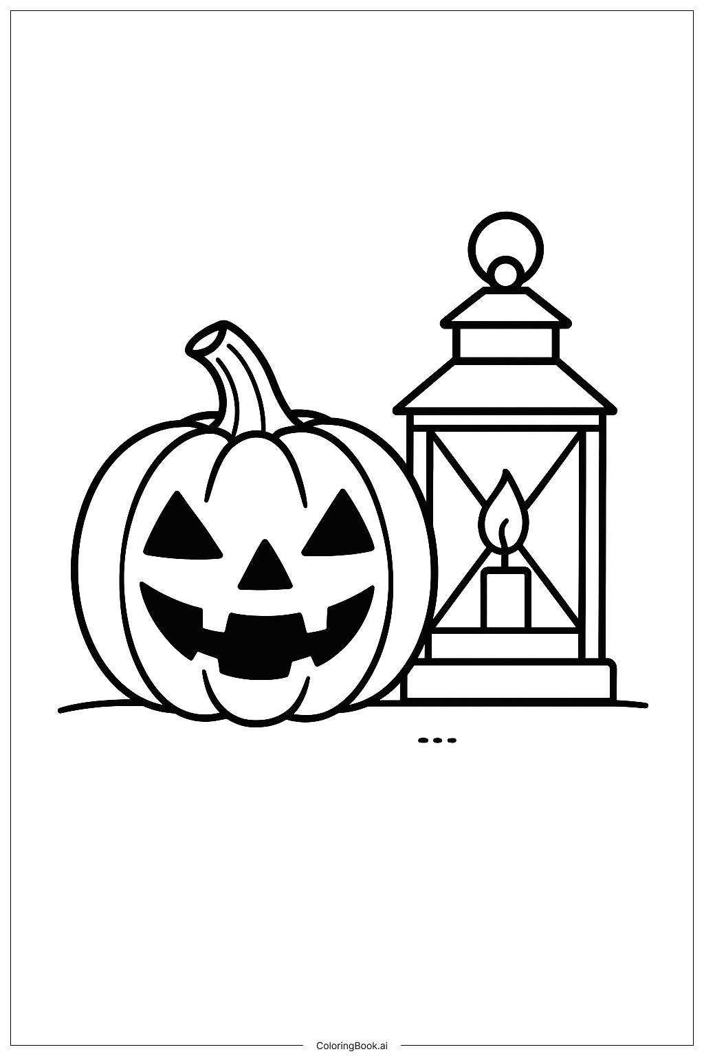  Halloween-Kürbis mit Laterne Ausmalseite 