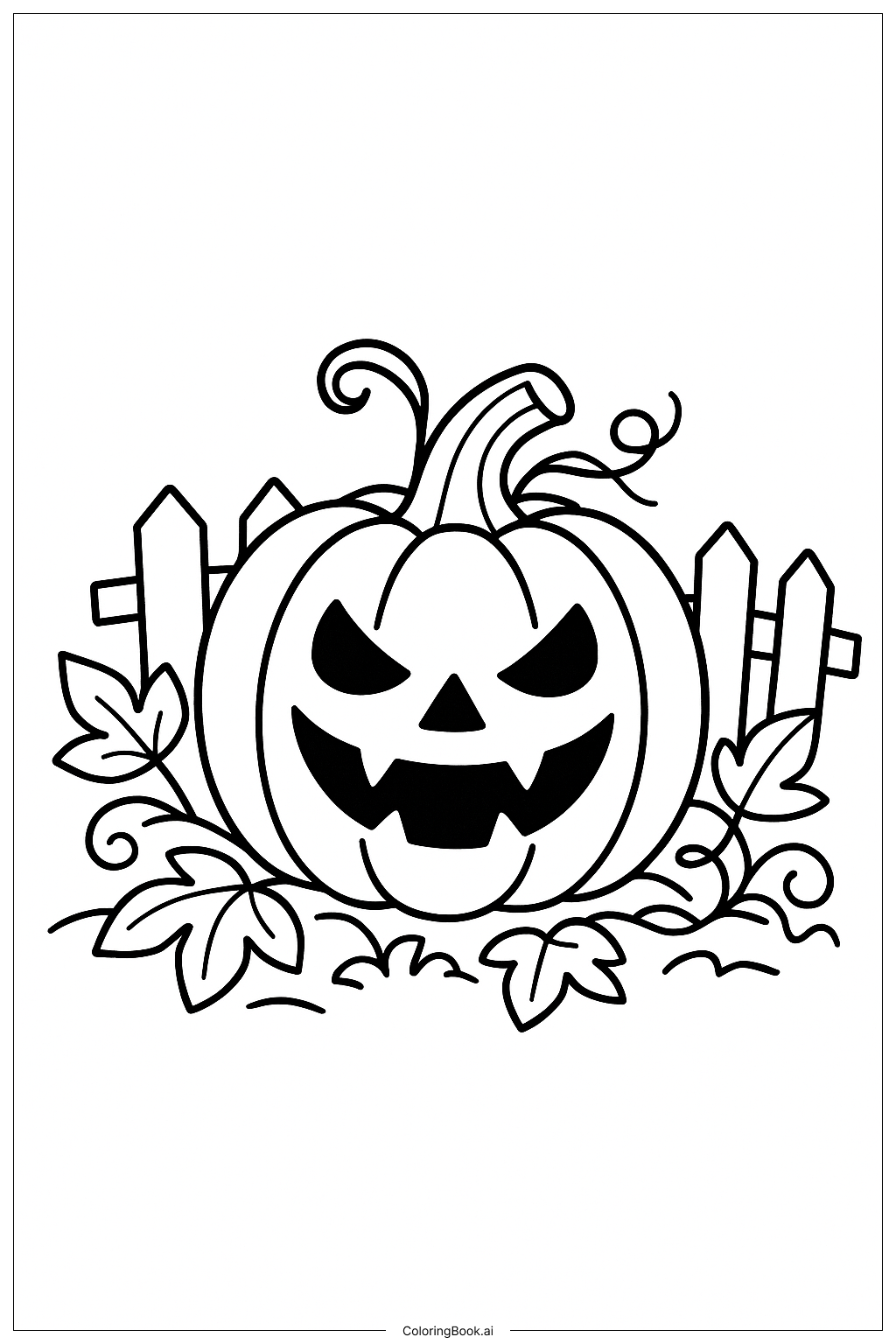  Halloween-Kürbis im Gartenbeet Ausmalseite 