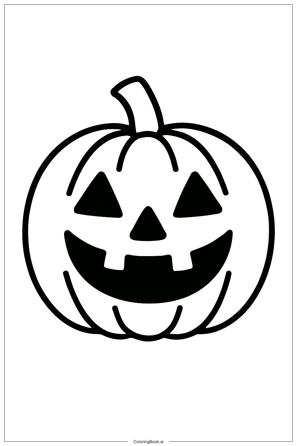  Página para colorir de Abóbora de Halloween com Rosto Sorridente 