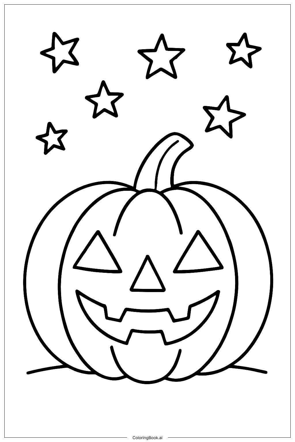 Halloween Pumpkin With Stars Coloring Page