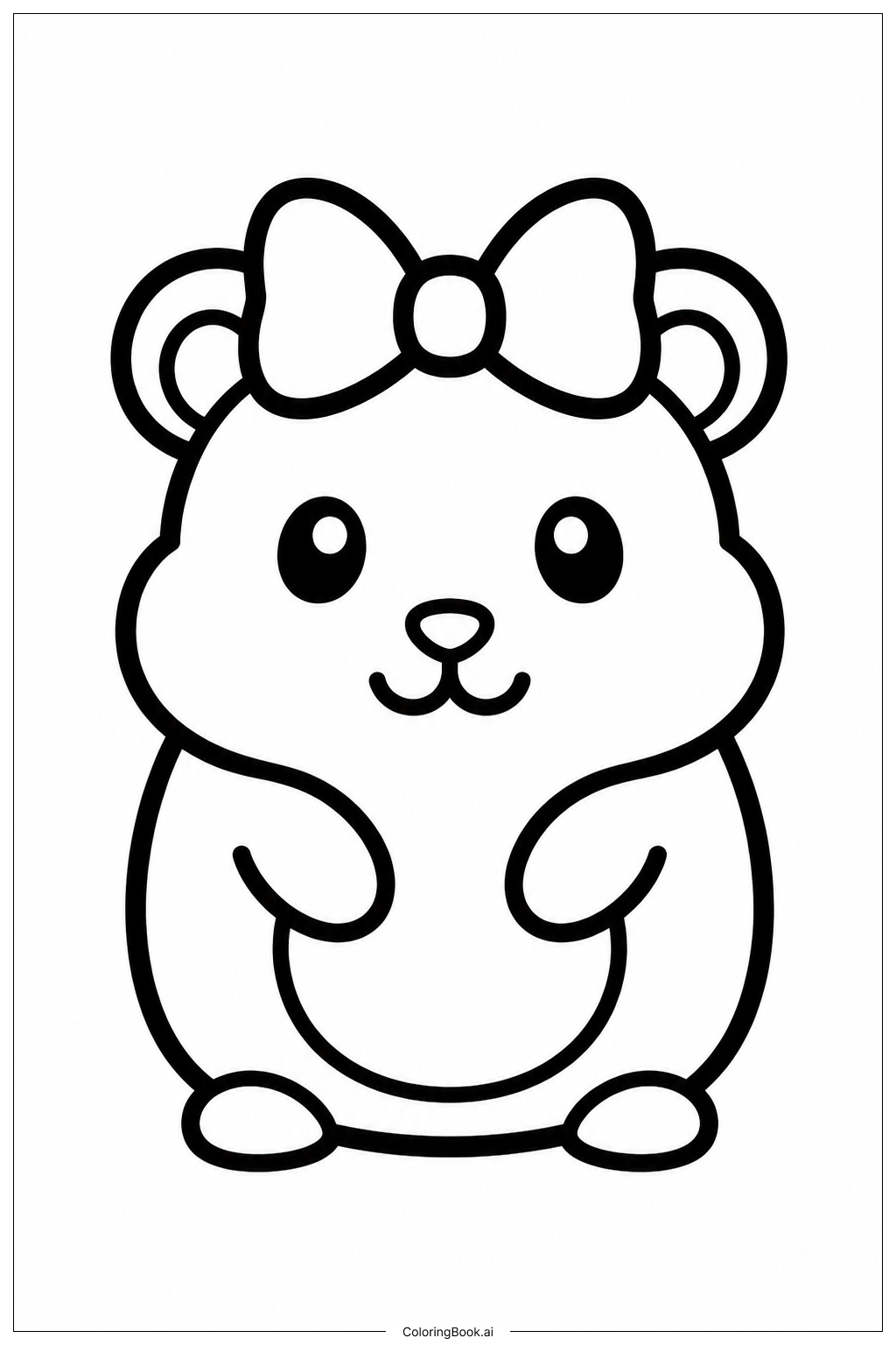 리본을 한 햄스터 색칠공부 페이지