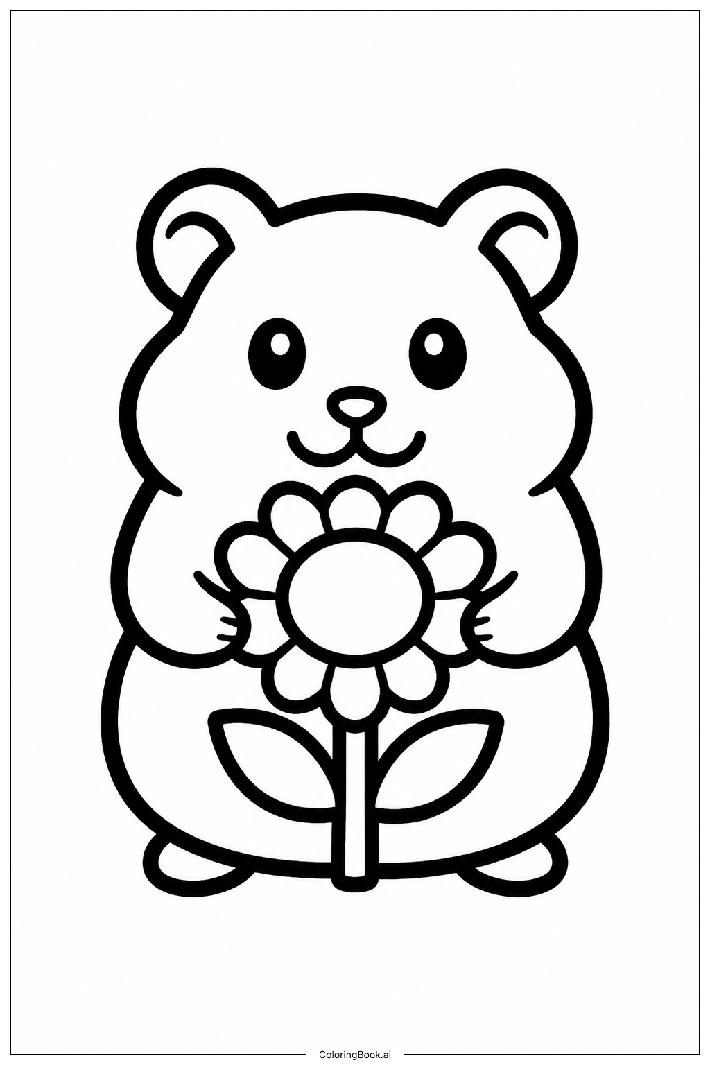 햄스터와 해바라기 색칠공부 페이지