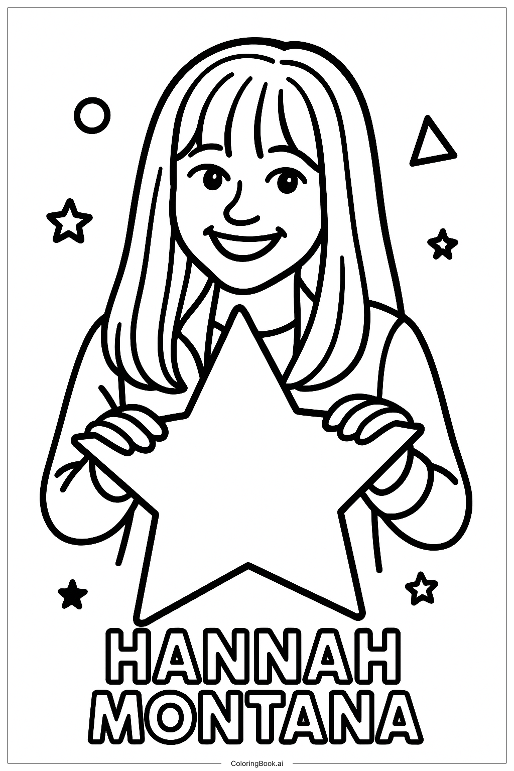  漢娜蒙塔拿手拿一顆星星著色頁 
