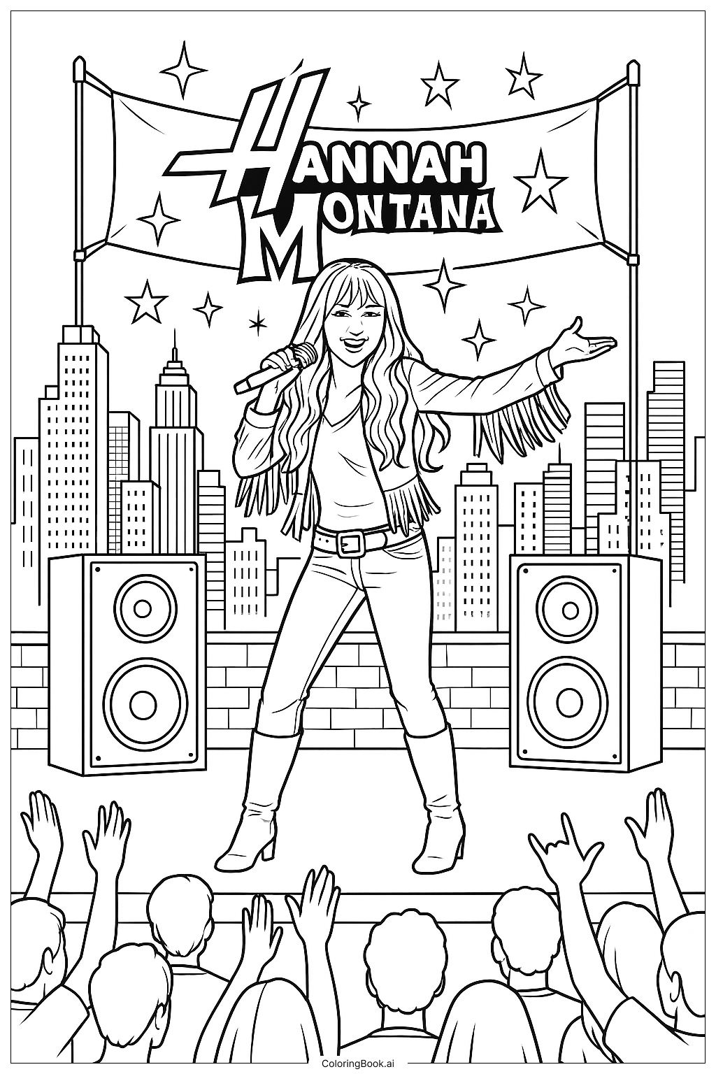  漢娜蒙塔娜屋頂演唱會著色頁 