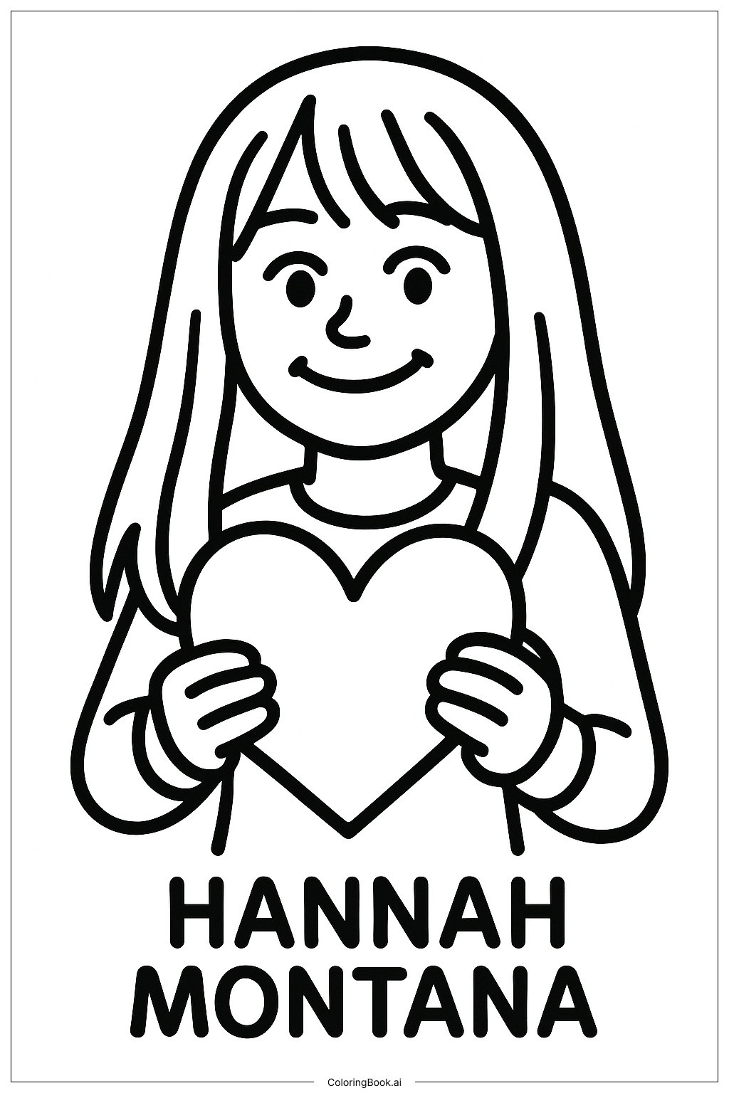  Trang tô màu Hannah Montana Với Biểu Tượng Trái Tim 