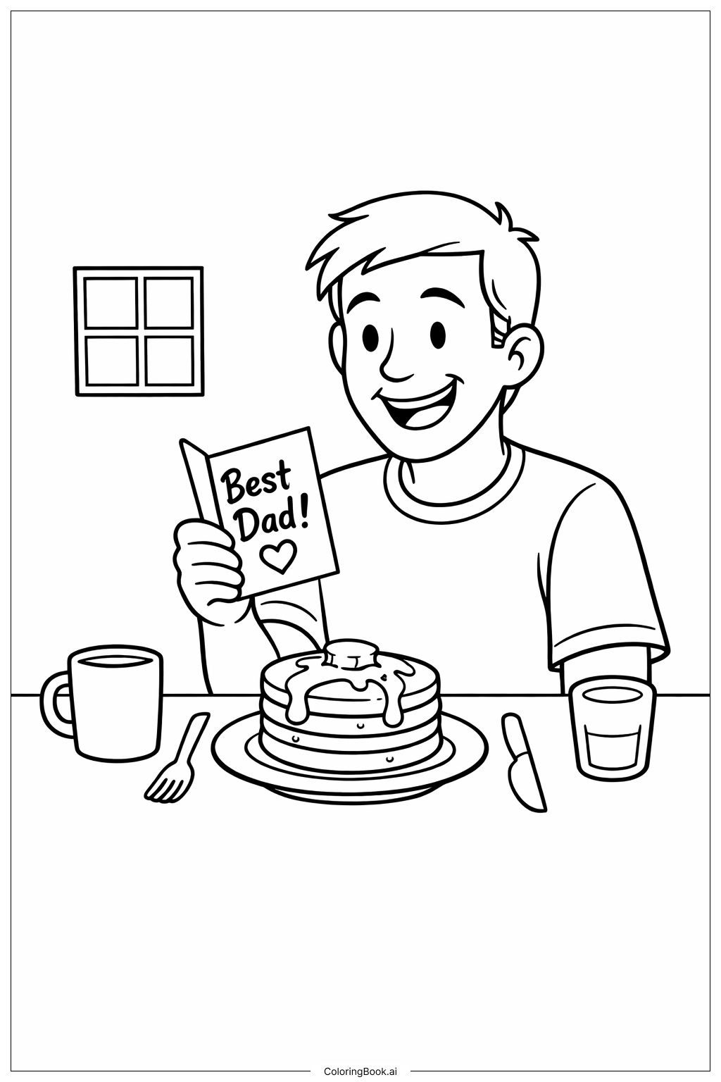  Happy Birthday Dad At Breakfast Table Coloring Page 