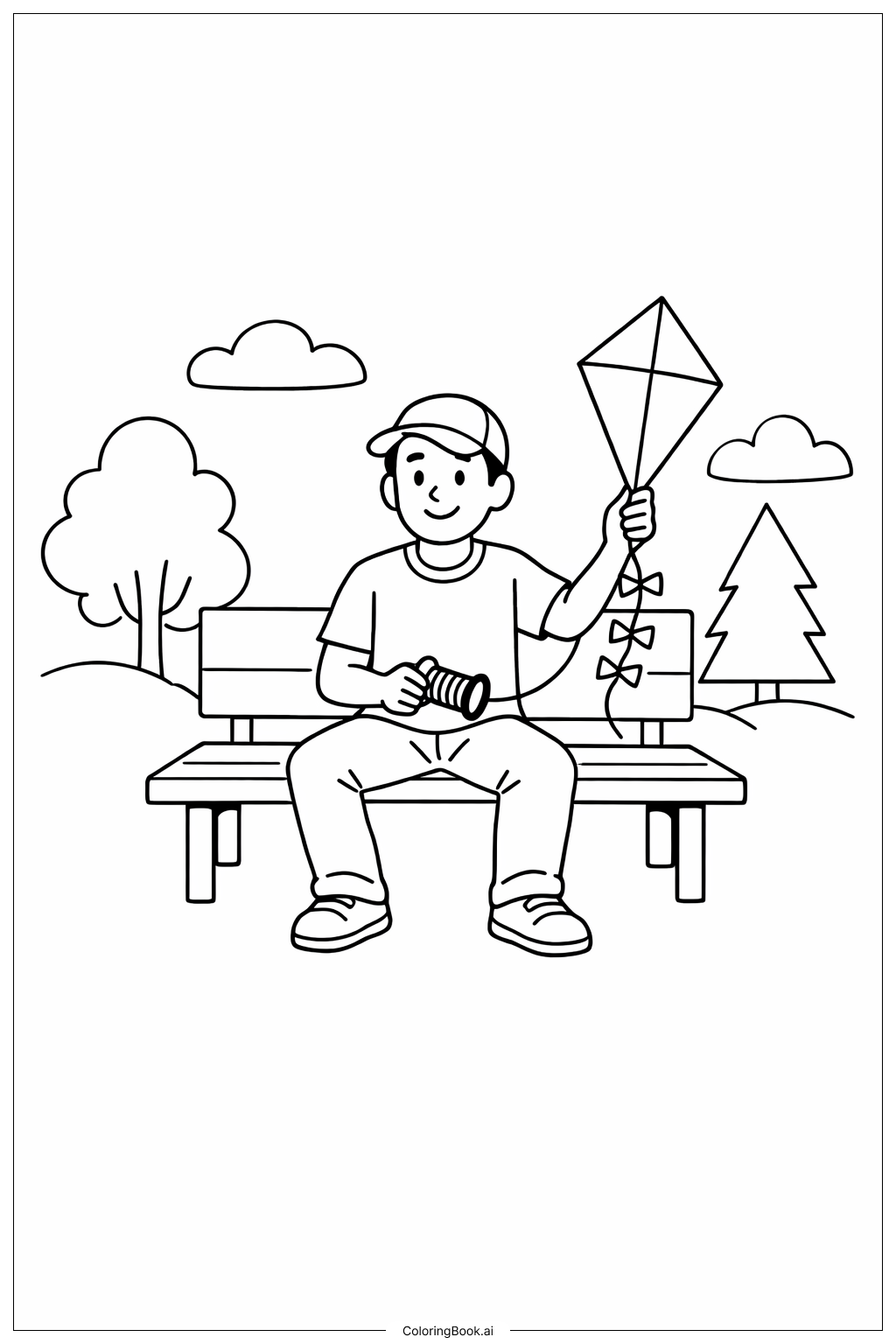 공원에서 아빠 생일 축하 색칠공부 페이지