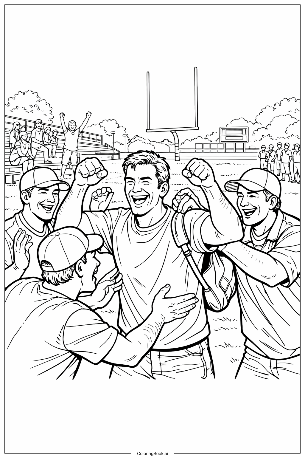 运动场上生日快乐的爸爸填色页